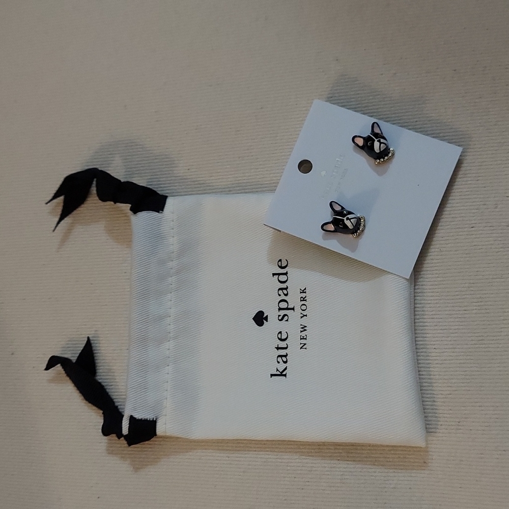 Kate Spade French Bulldog "ma cherie" earrings